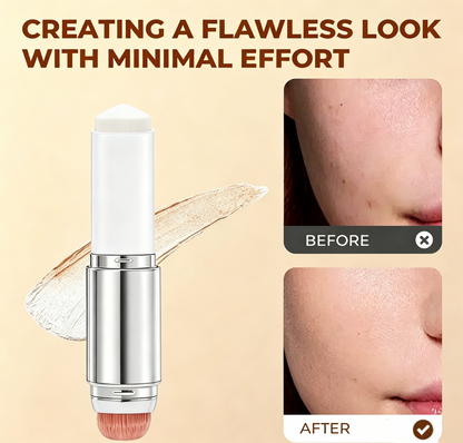 🎁Last Day BUY 1 GET 1 FREE🎁Cover Cream Stick V w/ Detachable Brush - Korean Skin Care Color-Changing Foundation Stick with Collagen Capsules (0.45 oz)